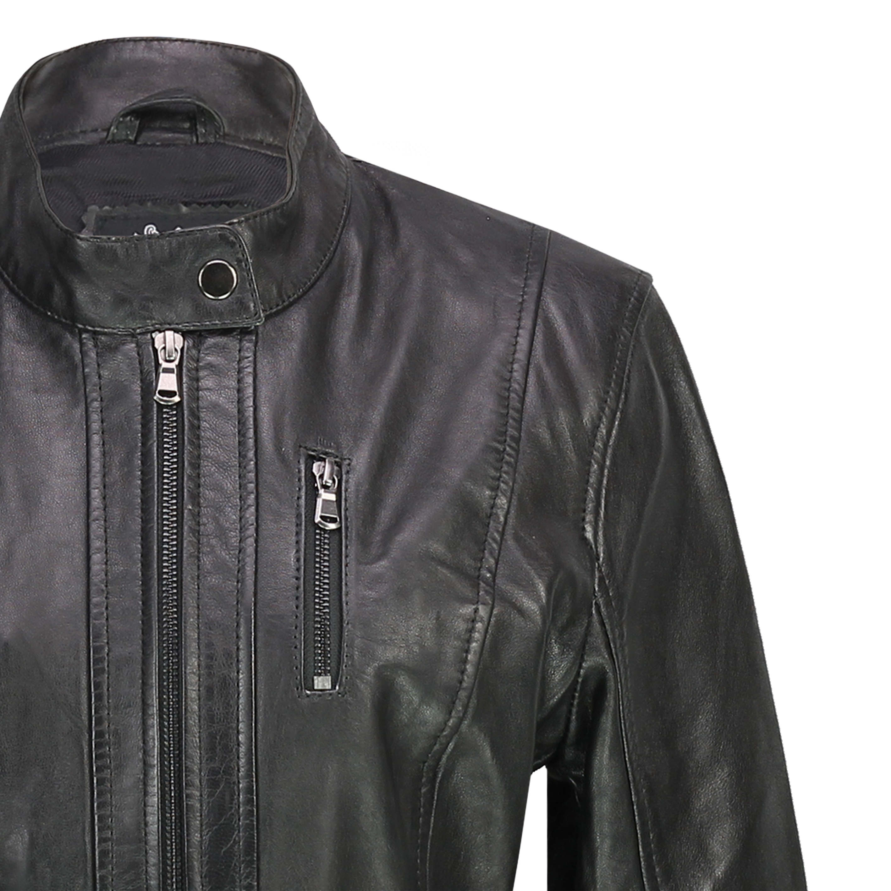 Ladies black leather biker jacket clearance uk